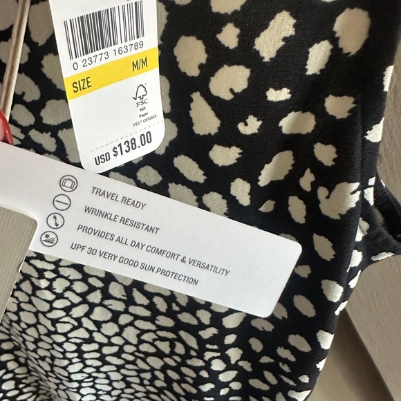 NWT Tommy Bahama “The Darcy Dress” Black and White Spotted Midi Dress - Picture 5 of 6